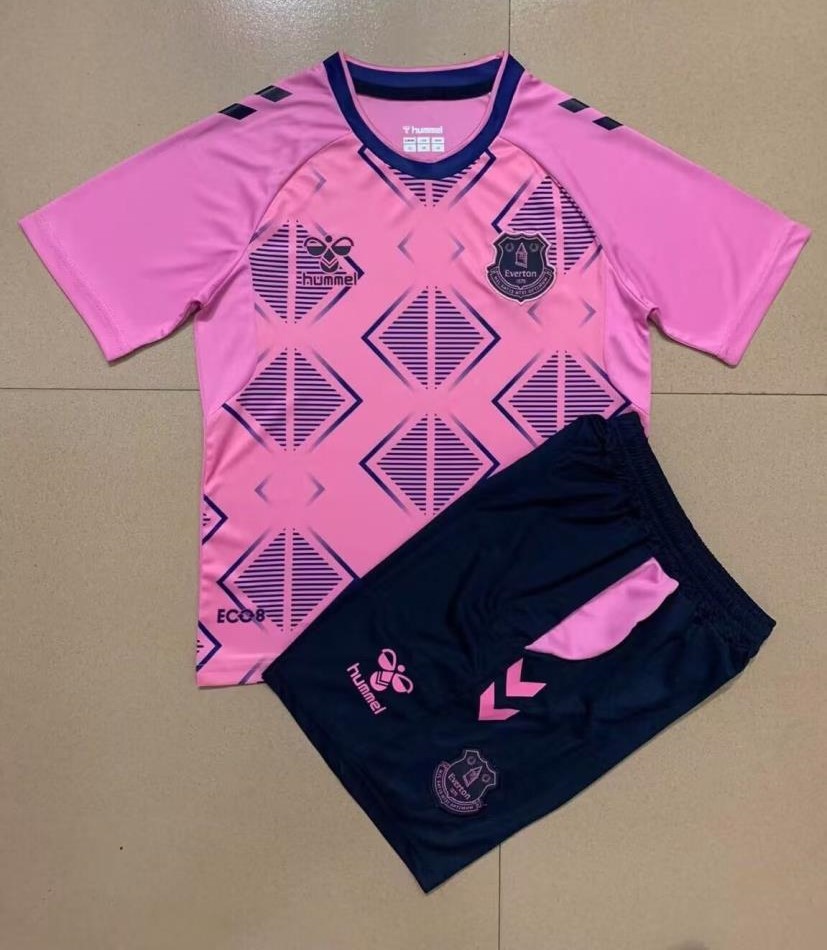 Kids-Everton 22/23 Away Pink Soccer Jersey